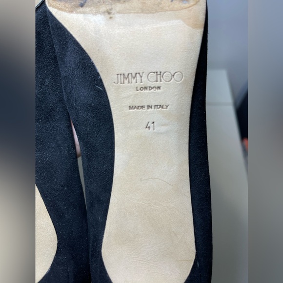 Jimmy Choo Tegan 100 Suede Logo Tape Pointed toe Heels EU 41 (11) - Picture 10 of 10